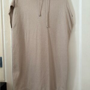 Beige Sleeveless Hoodie Dress